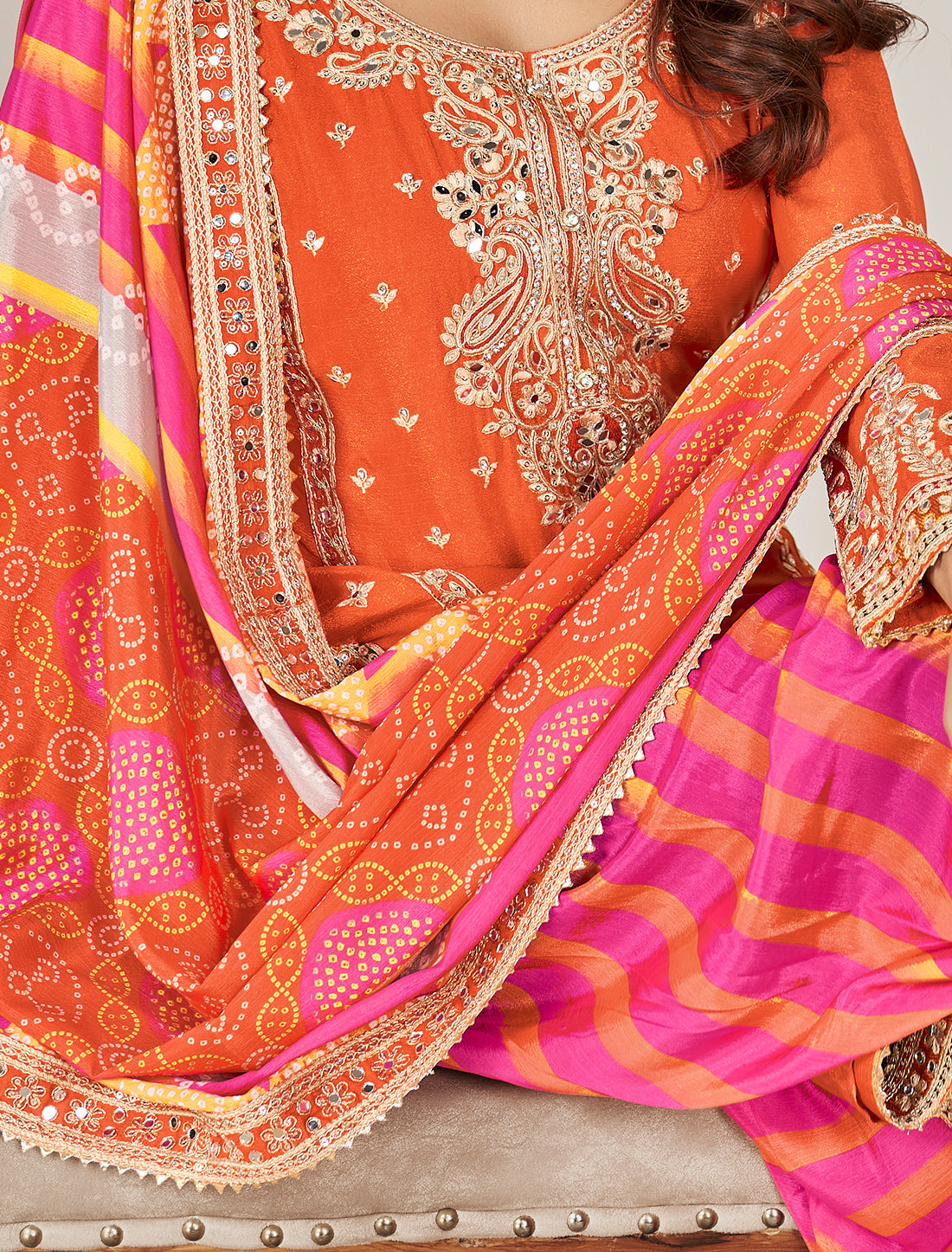 Premium Chinnon Readymade Suit – Freesize Up to XL