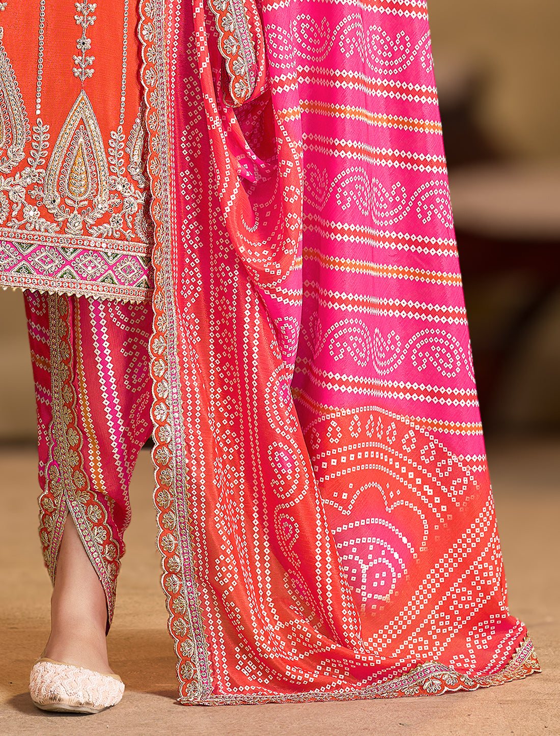 FREESIZE Chinnon Dress Set with Mirror Work – Fits Up to 48 Inch