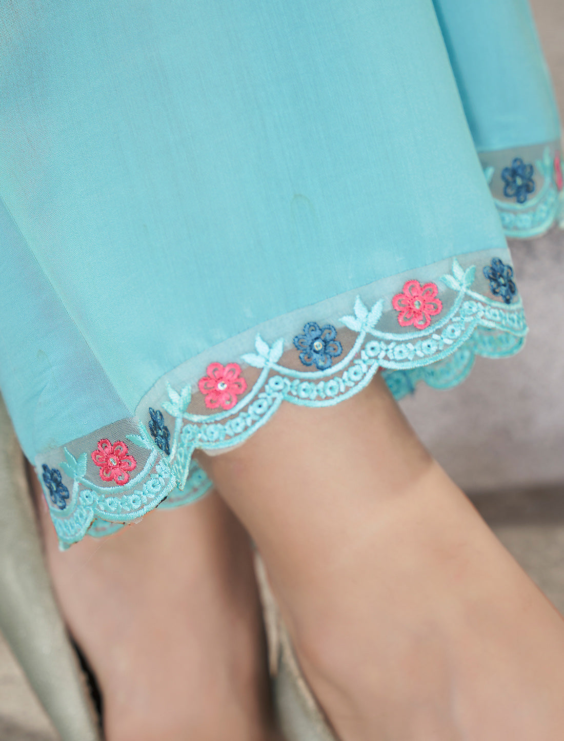 Blue Readymade Freesize Outfit with Chiffon Dupatta