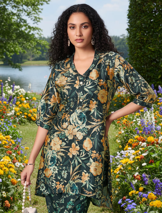 Elegant Silky Crepe Coord Set for Women