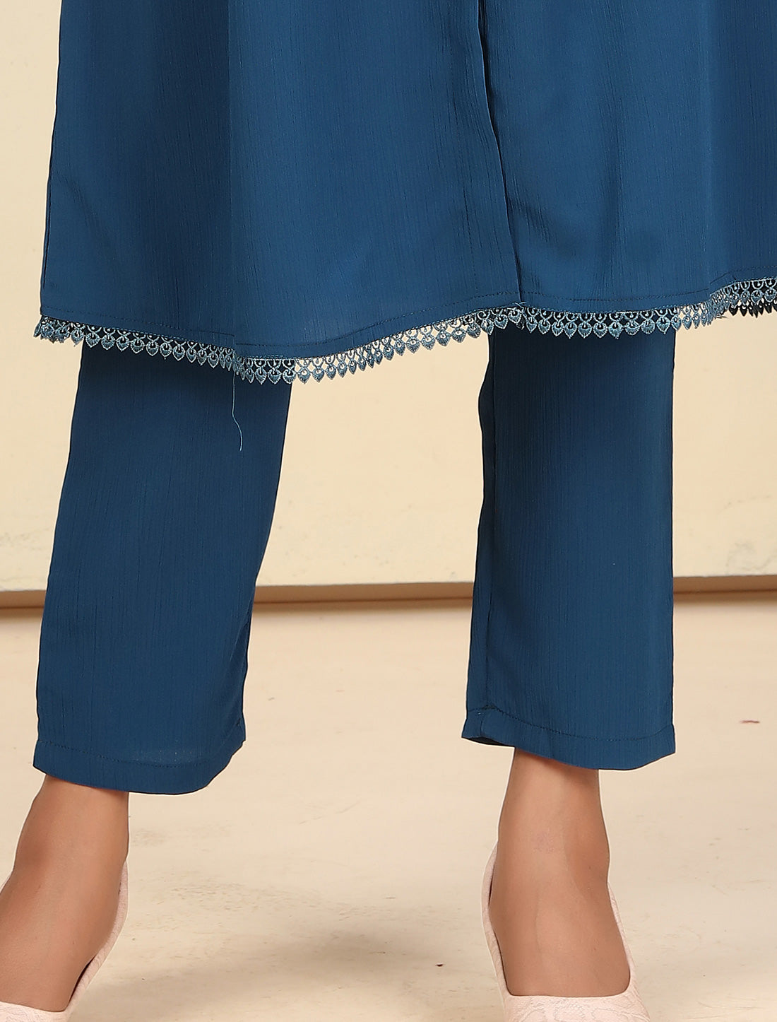 Peacock Blue Ethnic Cottom Kurta Sets