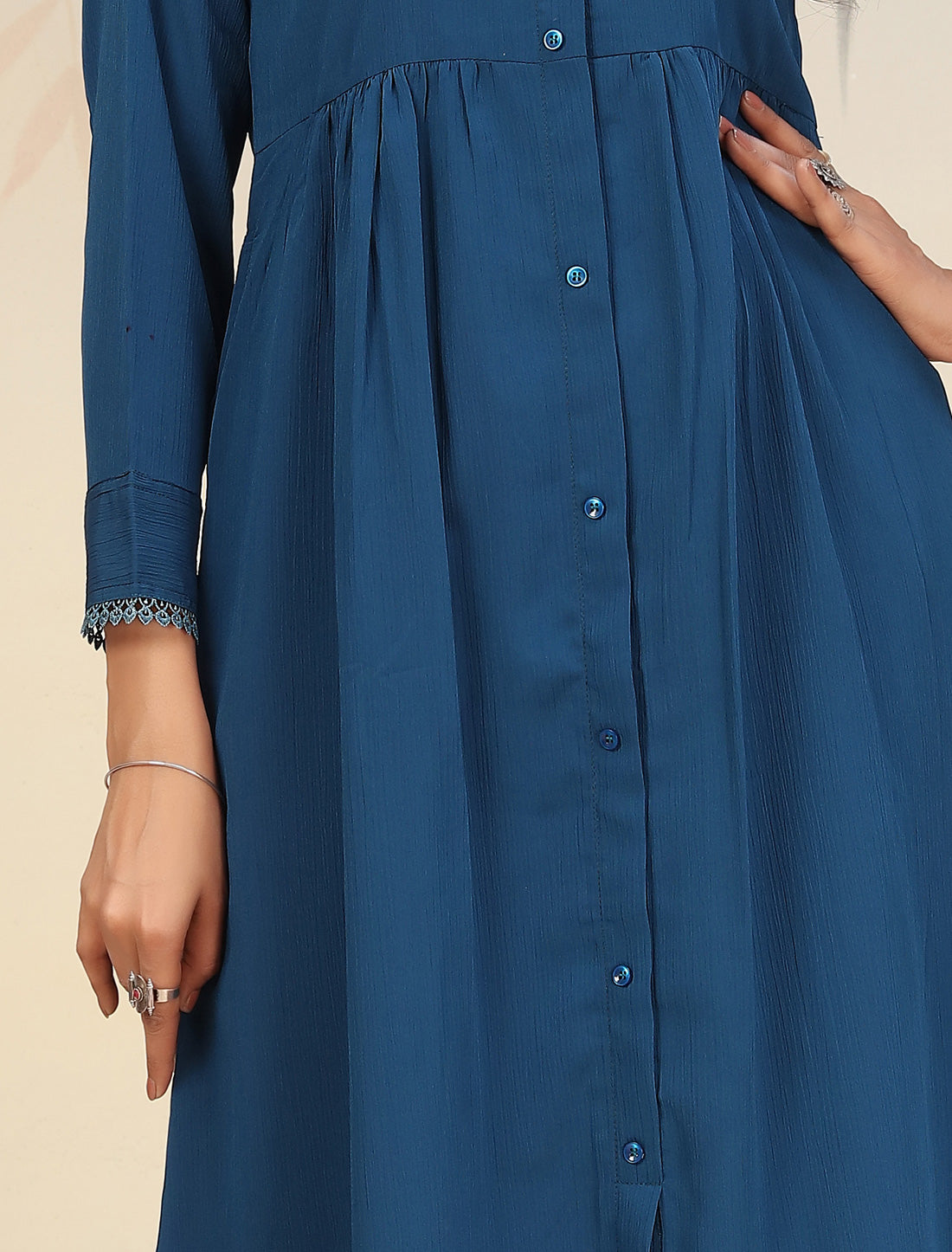 Peacock Blue Ethnic Cottom Kurta Sets