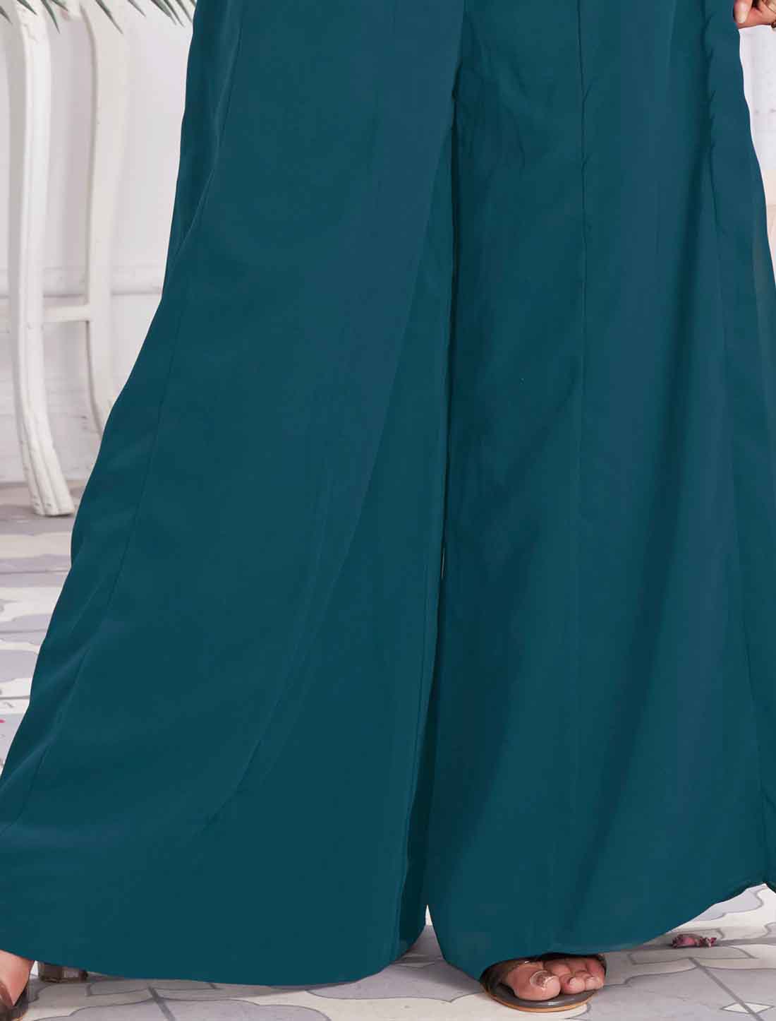 Blue Georgette & Fancy Ethnic Wear Crop Top with Sharara & Choli