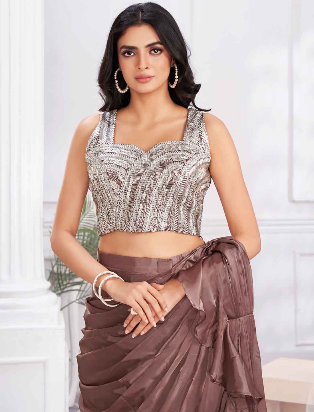 Style with Satin Silk & Fancy Party Wear Saree & Choli Sets