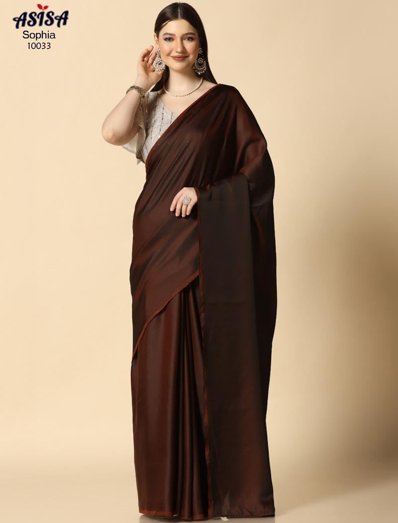 Brown Burfi Silk Traditional Wear Ethnic Saree For Women