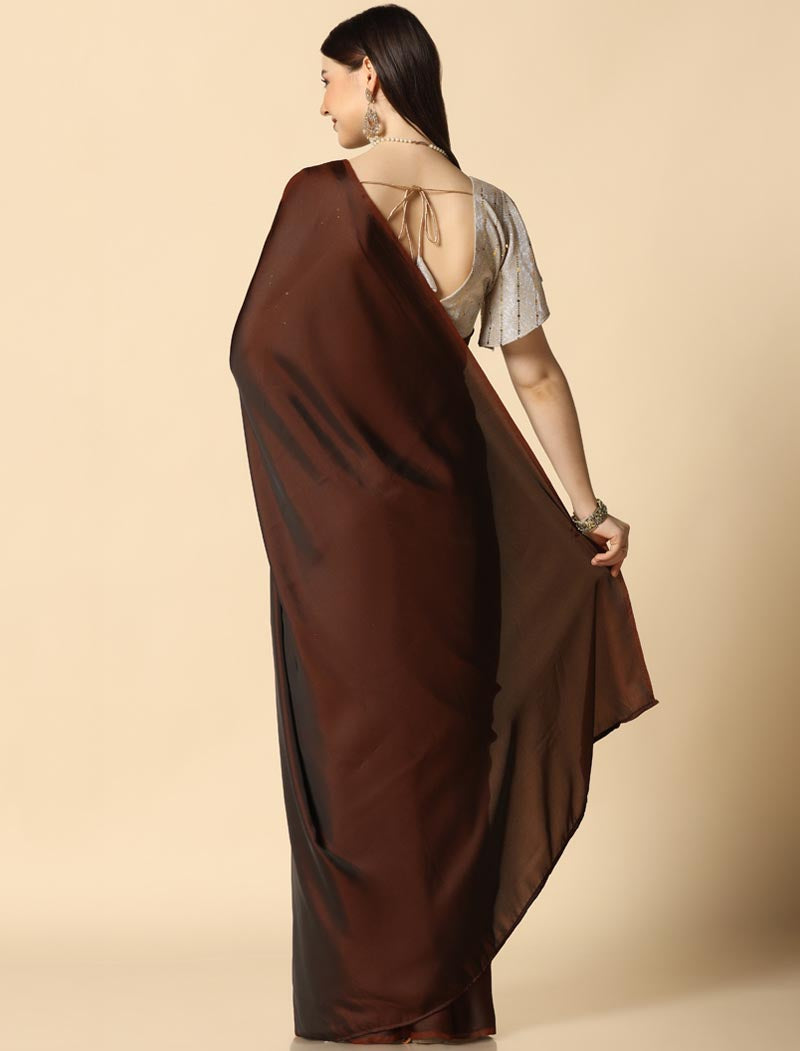 Brown Burfi Silk Traditional Wear Ethnic Saree For Women