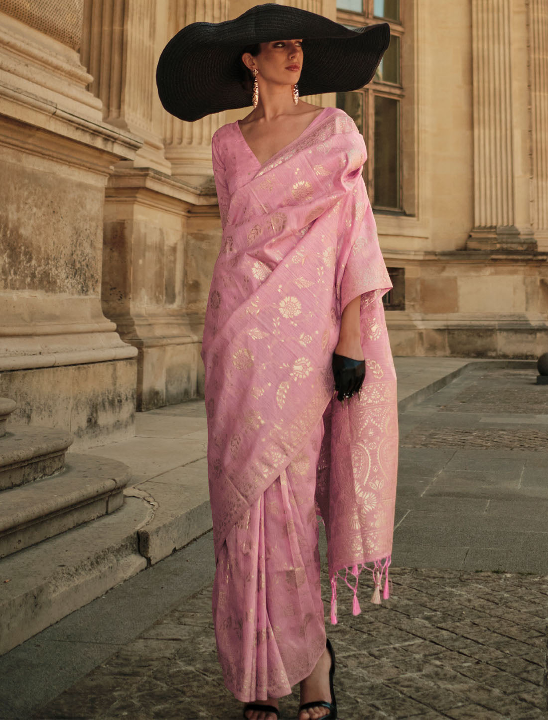 Party Wear Silk Gota Zari Handloom Weaving Saree