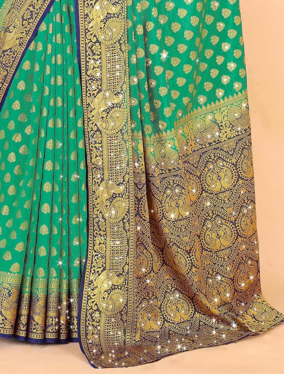 Designer Banarasi Silk With Ethinc Woven Blouse Traditiona Saree