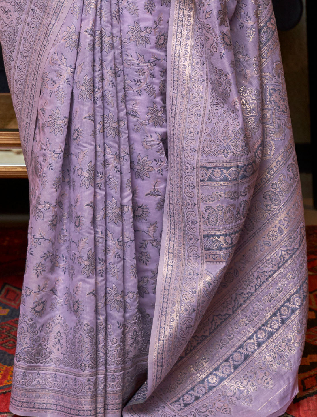 Purple Handloom Weaving Wedding Party Wear Saree