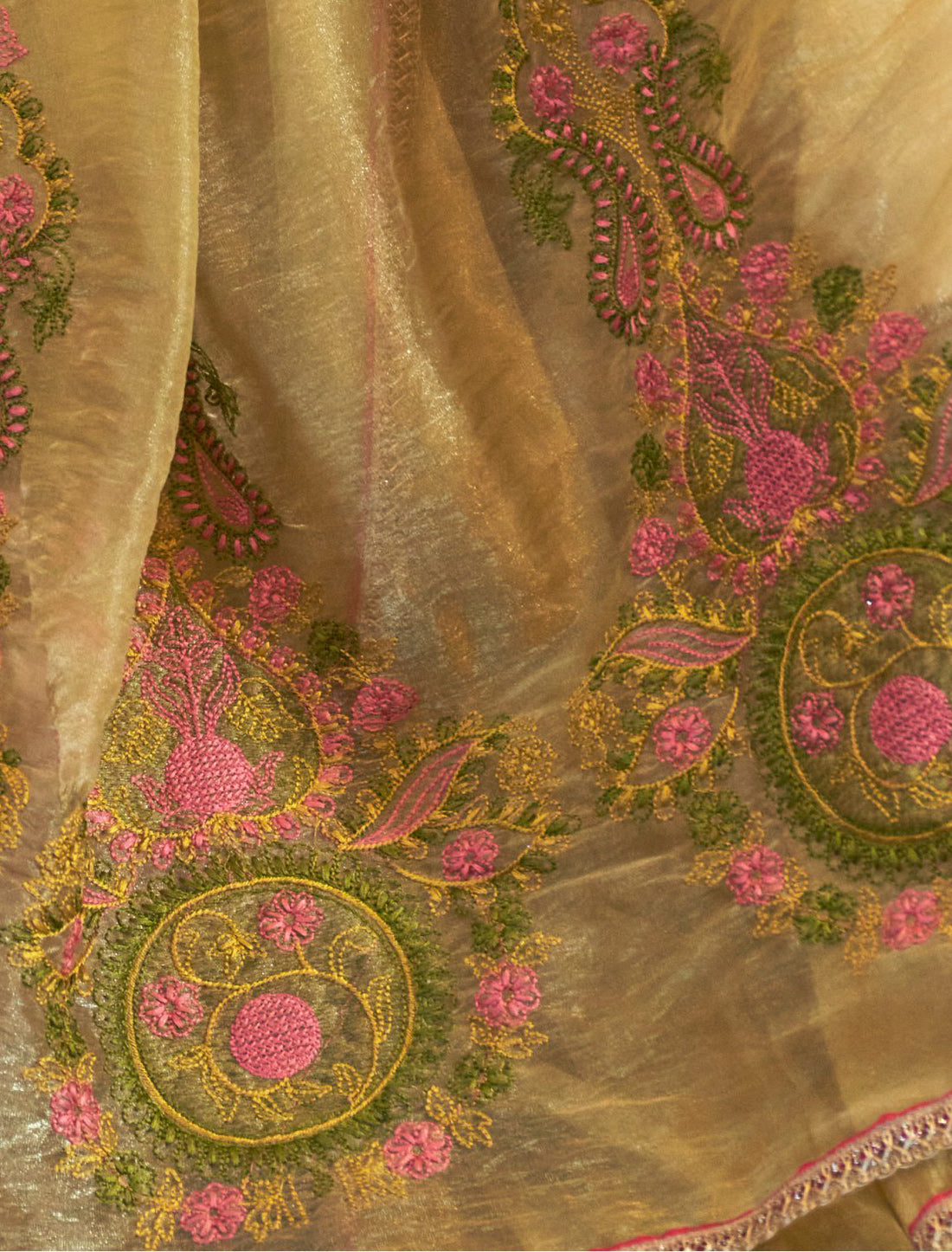 Yellow Wedding Saree in Gold Tissue Fabric