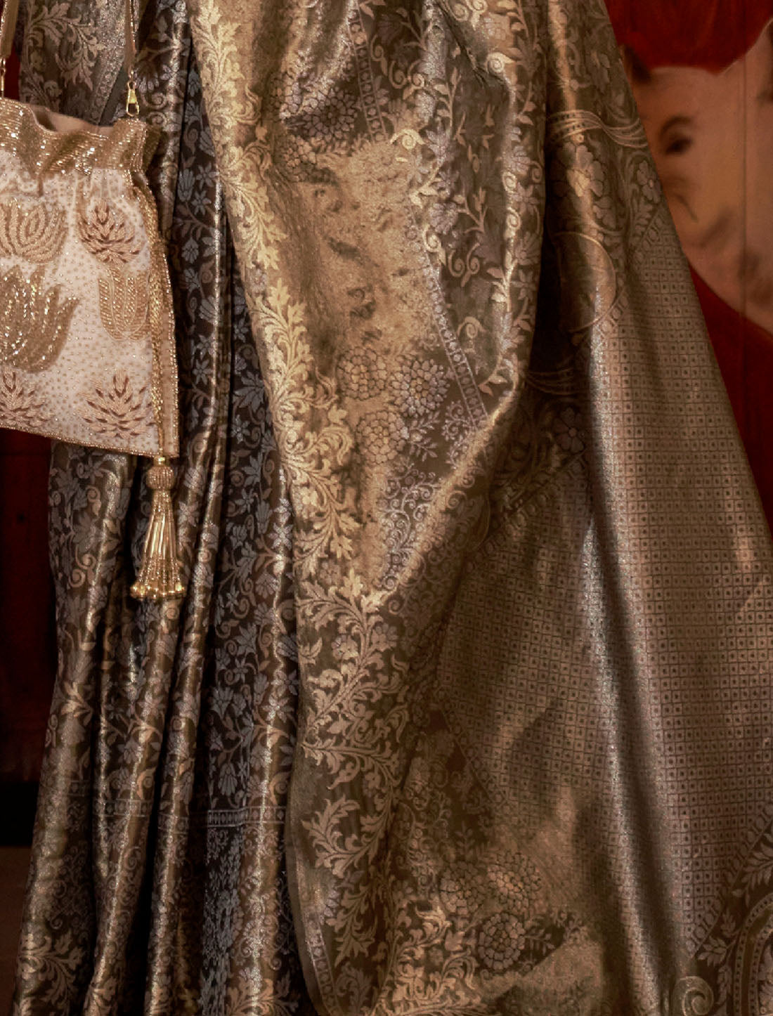 Mystic Mirage Fancy Zari Base Handloom Silk Saree For Women