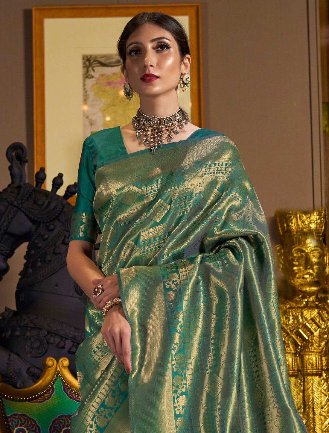 Green Ethnic Designer Handloom Weaving Silk Saree