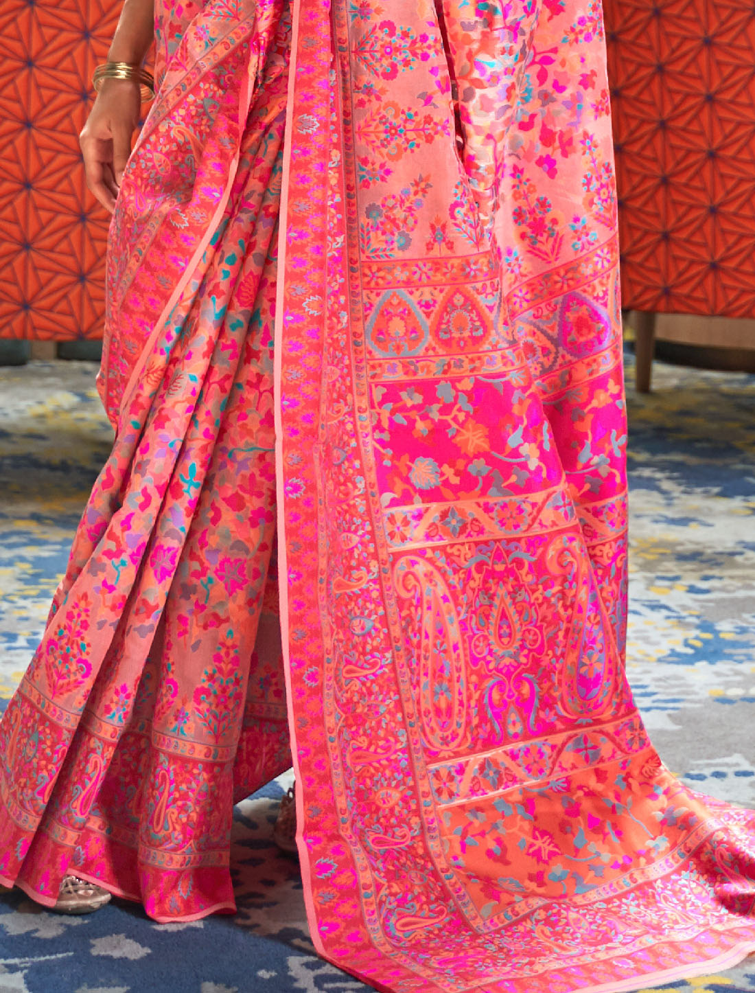 Regal Women Kashmir Handloom Modal Kashmiri Weaving Saree