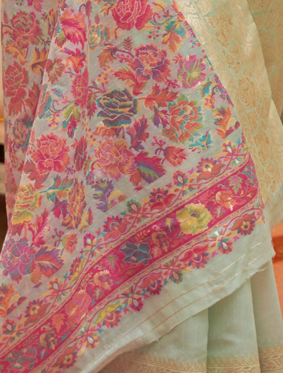 Modal Magic Kashmiri Pallu And Blouse Handloom Weaving Fancy Saree For Women