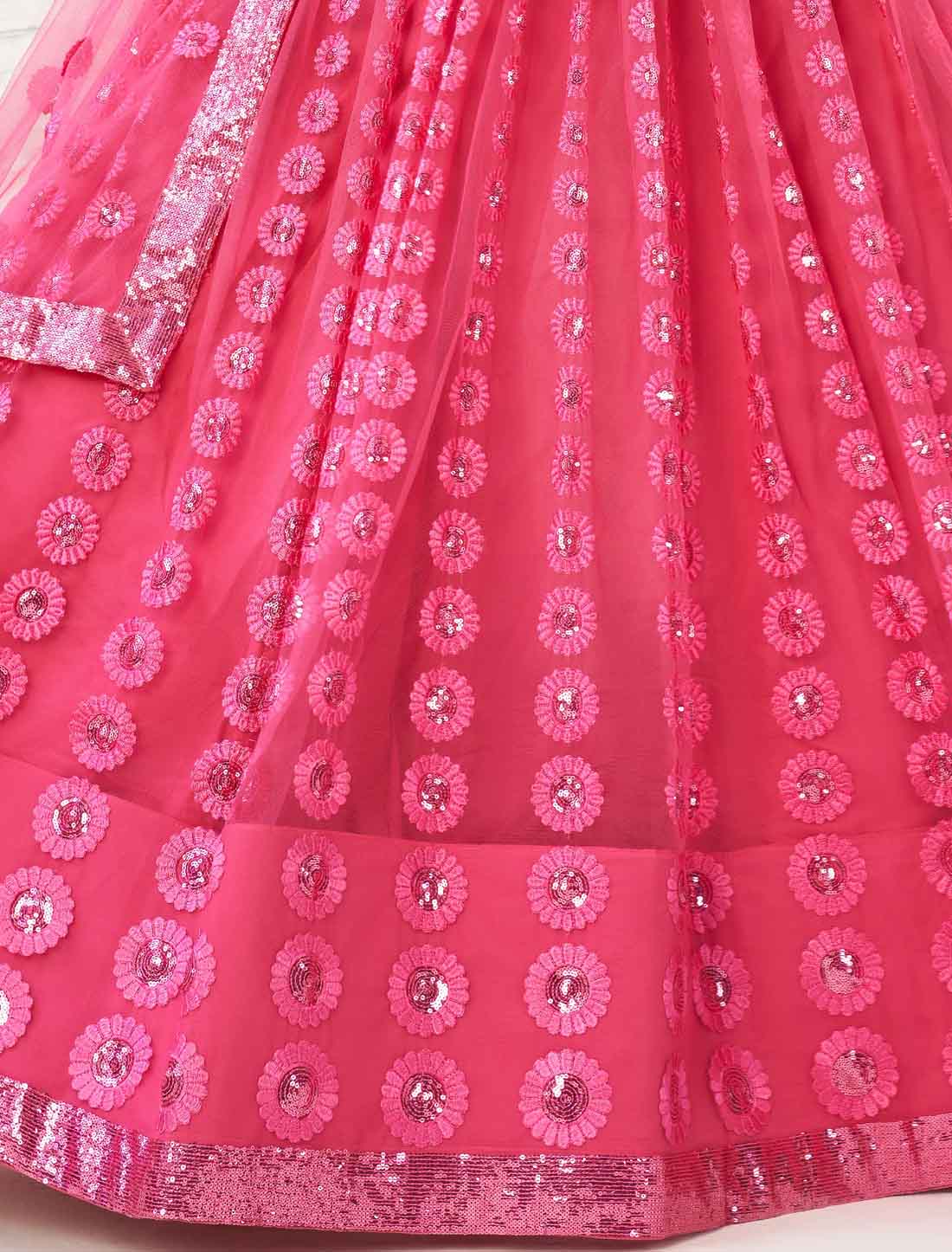 Dark Pink Ethnic Embroidery Designer Semi-Stitched Lehenga Choli
