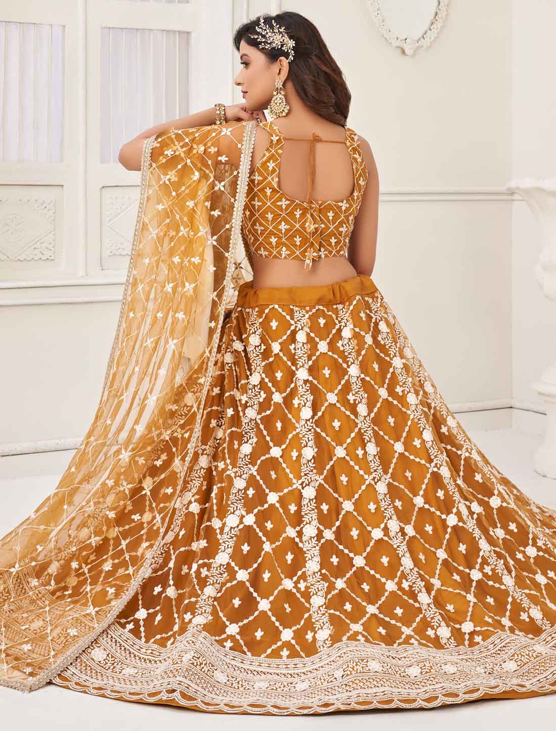 Yellow Ethnic Embroidery Ethnic Semi-Stitched Lehenga Choli