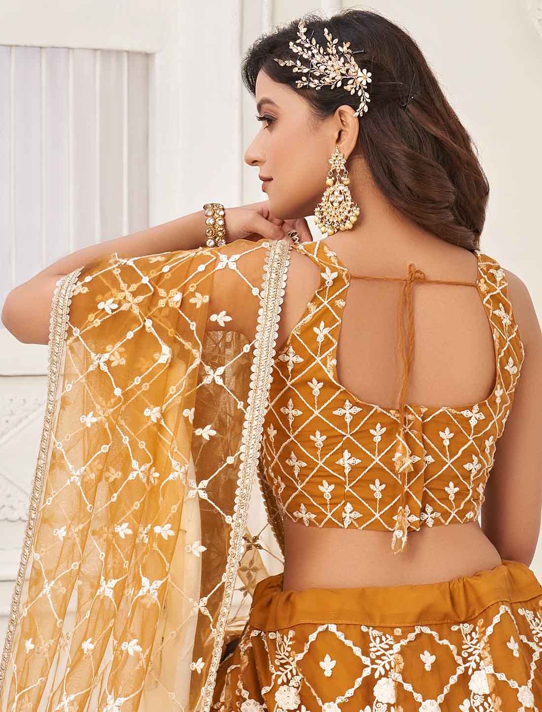 Yellow Ethnic Embroidery Ethnic Semi-Stitched Lehenga Choli