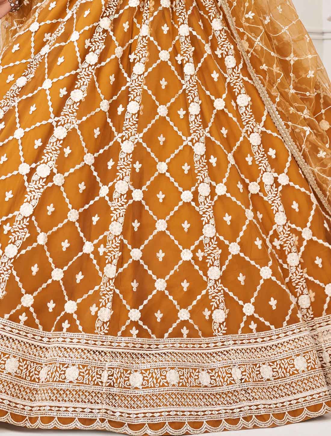 Yellow Ethnic Embroidery Ethnic Semi-Stitched Lehenga Choli