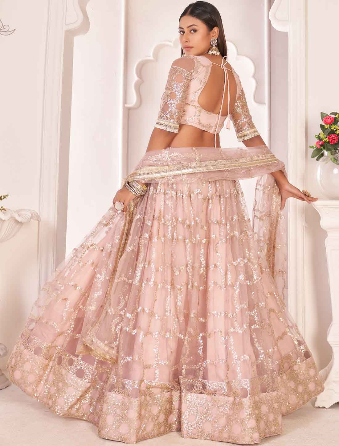 Light Onion Ethnic Embroidery Lehenga Choli