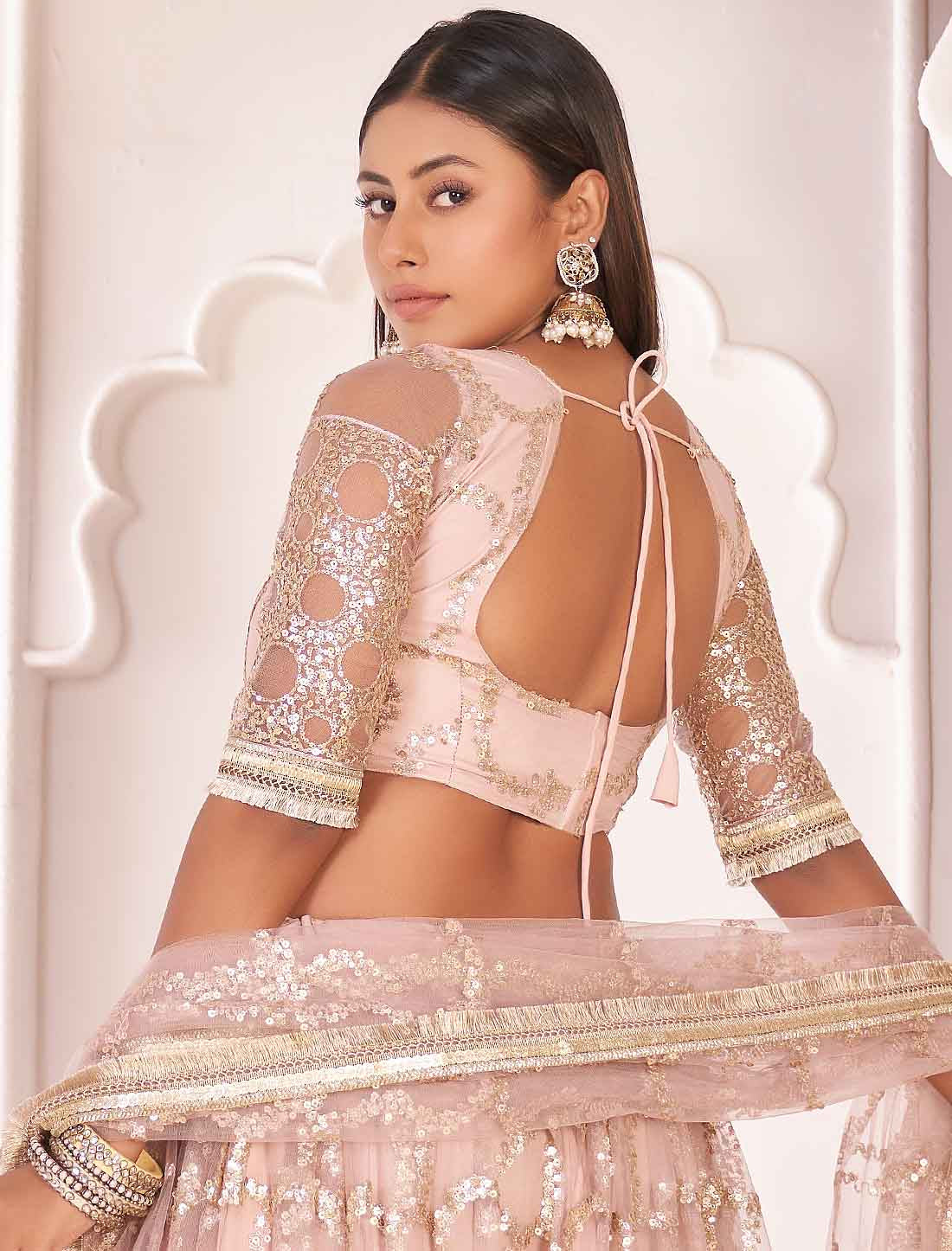 Light Onion Ethnic Embroidery Lehenga Choli