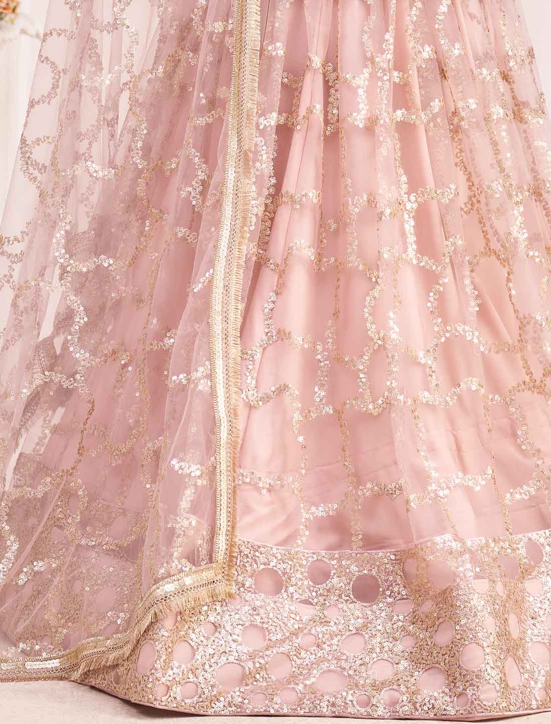 Light Onion Ethnic Embroidery Lehenga Choli