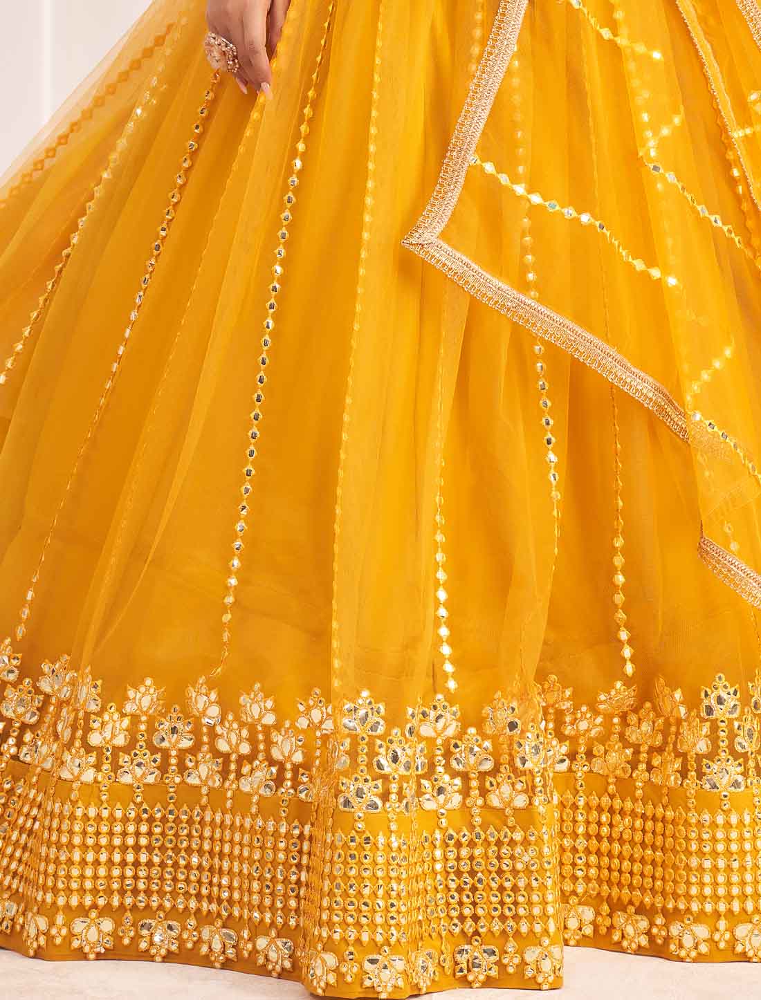 Mustard Yellow Ethnic Embroidery Lehenga Choli