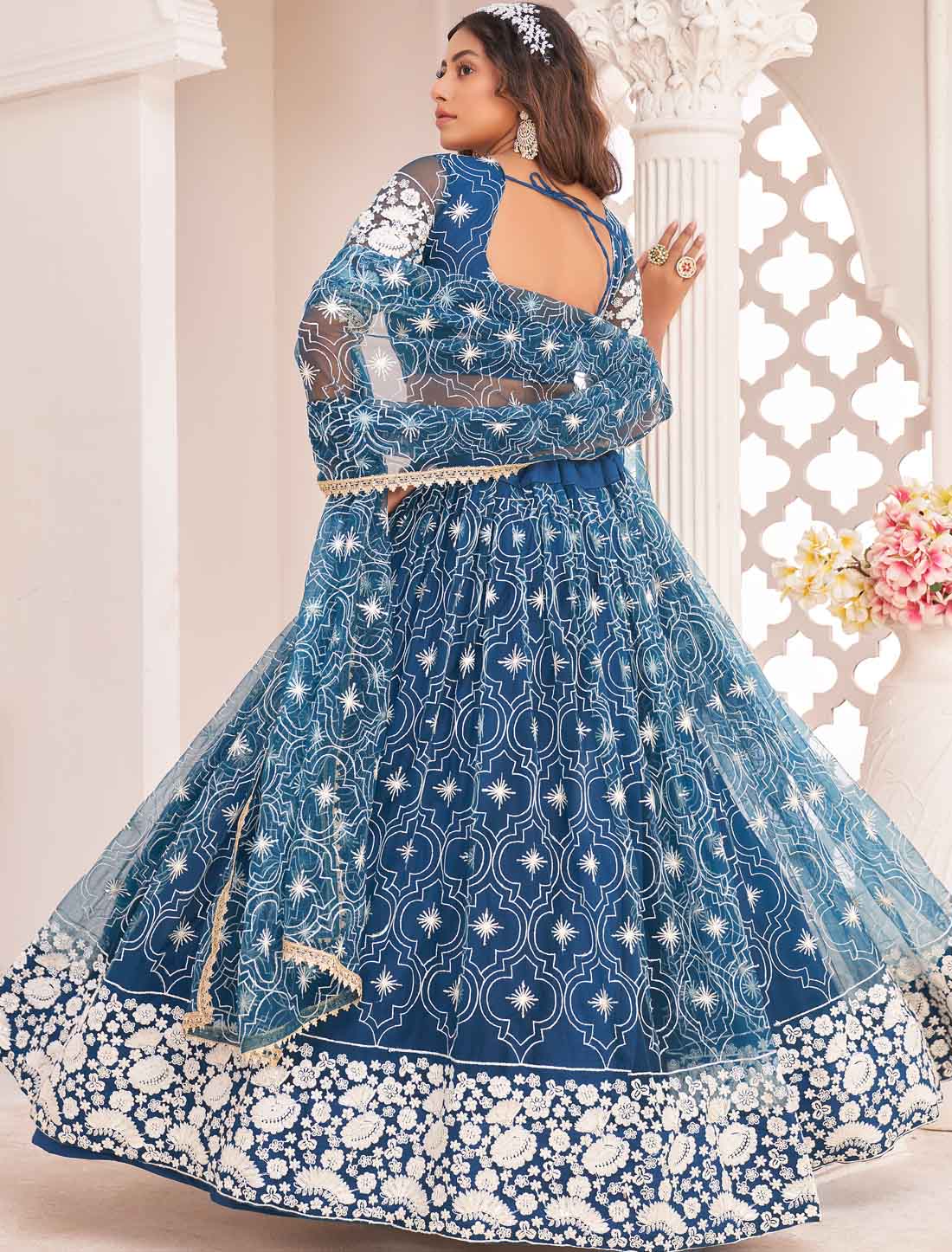 Blue Ethnic Embroidery Designer Lehenga Choli