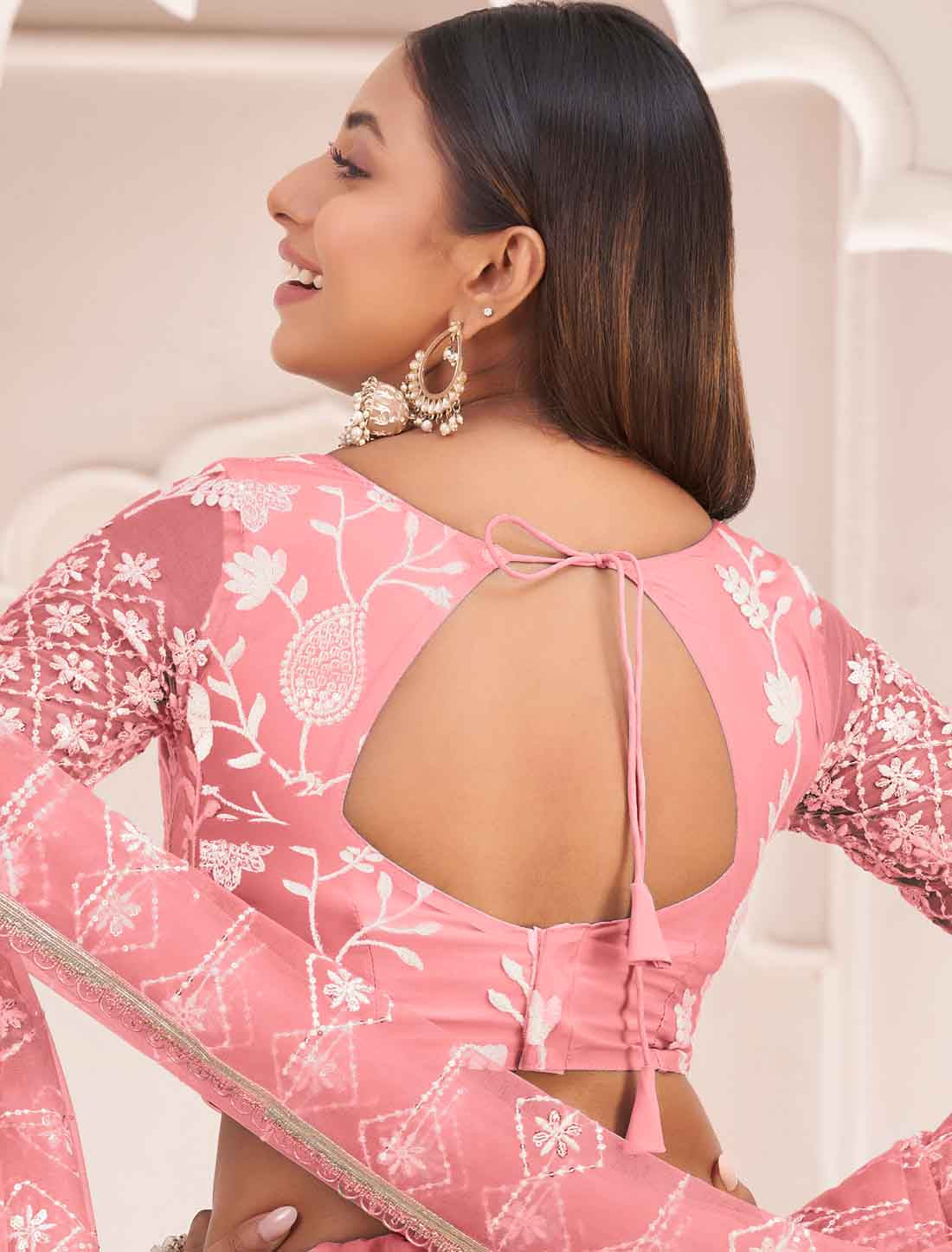 Light Pink Ethnic Embroidery Designer Lehenga Choli