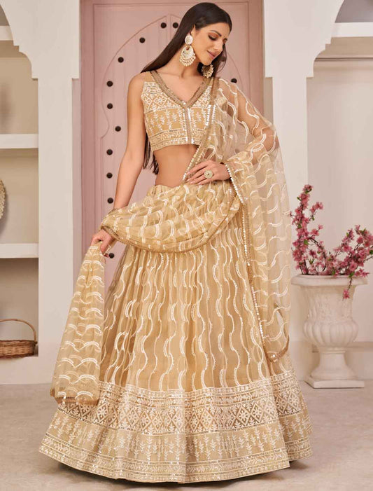 Yellow Ethnic Embroidery Semi-Stitched Lehenga Choli