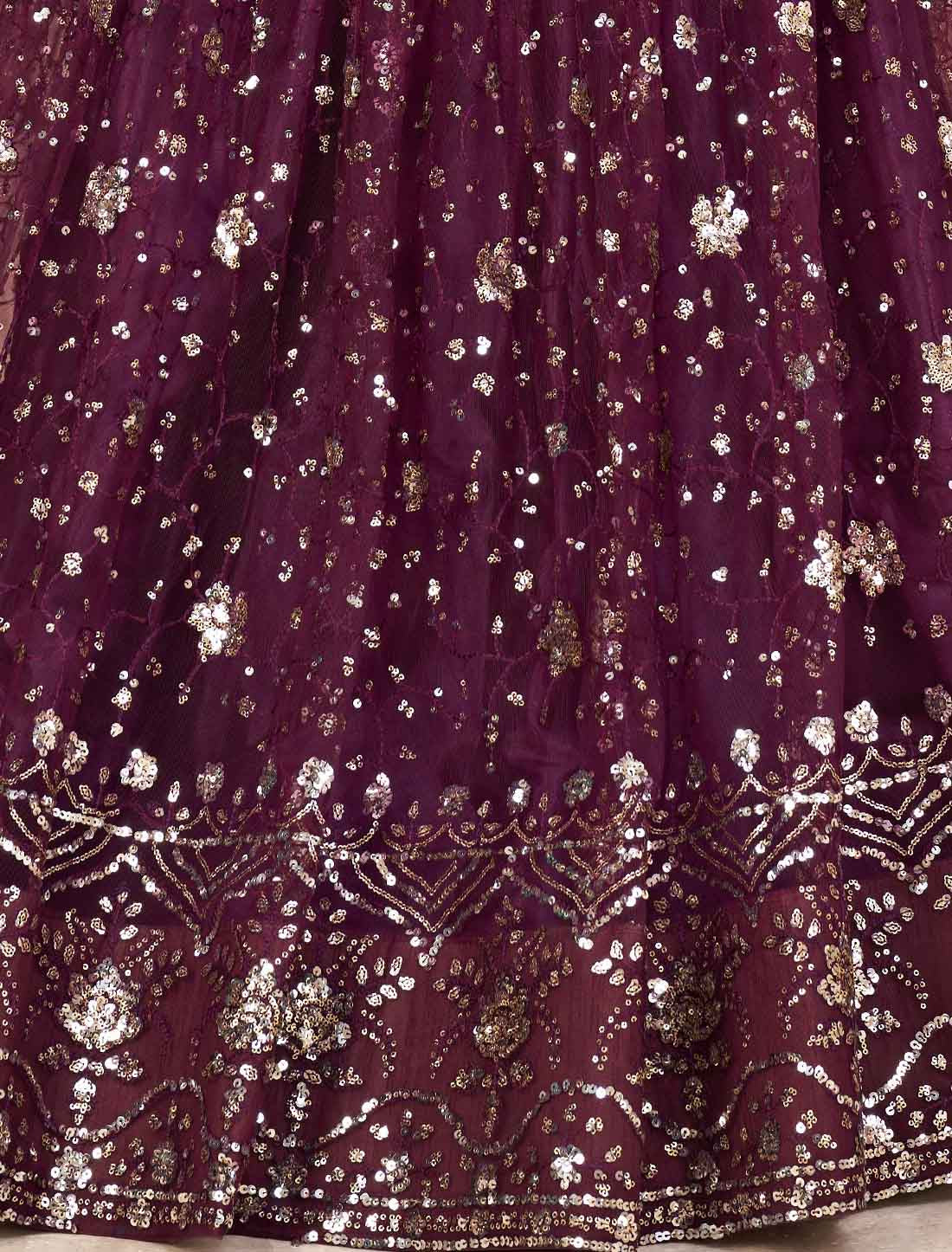 Ethnic Mono Net Zari Embroidery And Diamond Un-Stitched Lehenga Choli