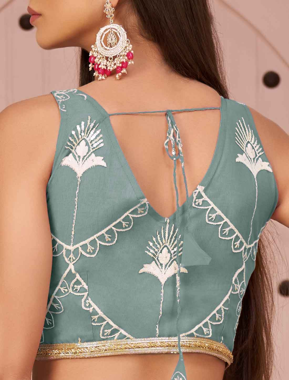 Bridal Look Butterfly Net Embroidery Semi-Stitched Lehenga Choli
