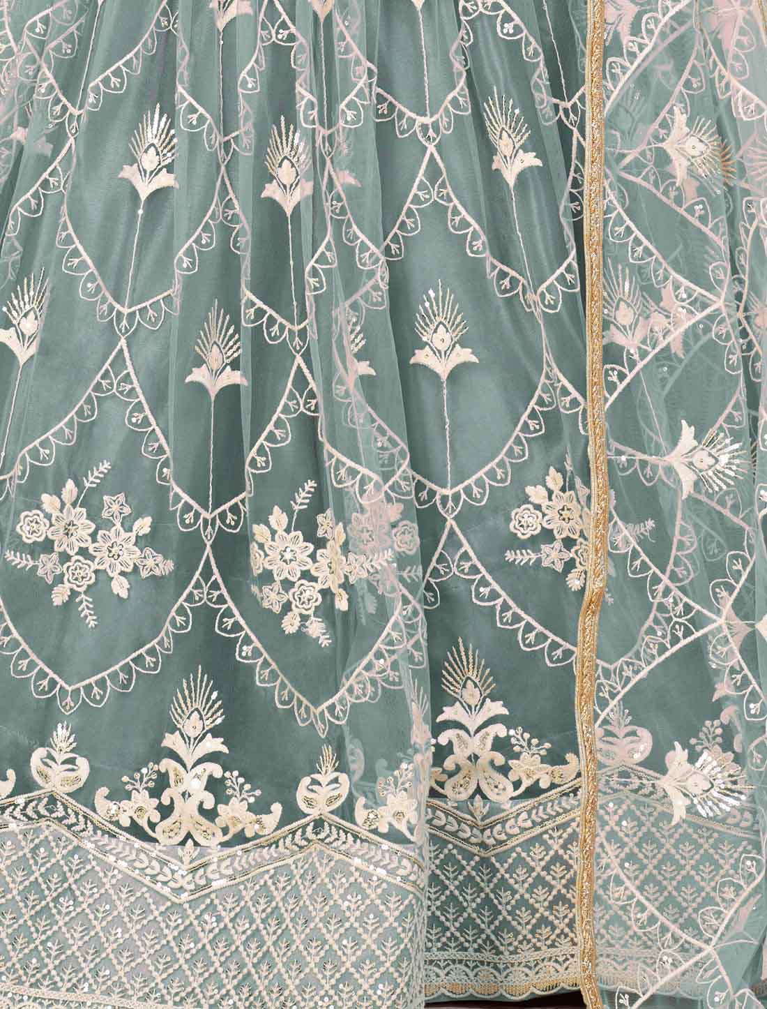 Bridal Look Butterfly Net Embroidery Semi-Stitched Lehenga Choli