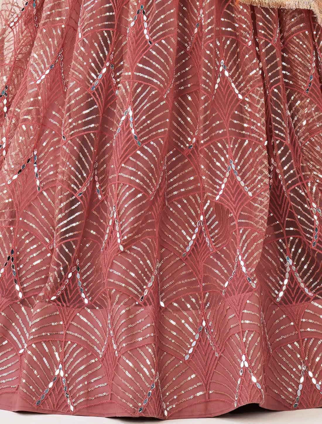 Dark Pink Bridal Butterfly Net Semi-Stitched Ethnic Lehenga Choli