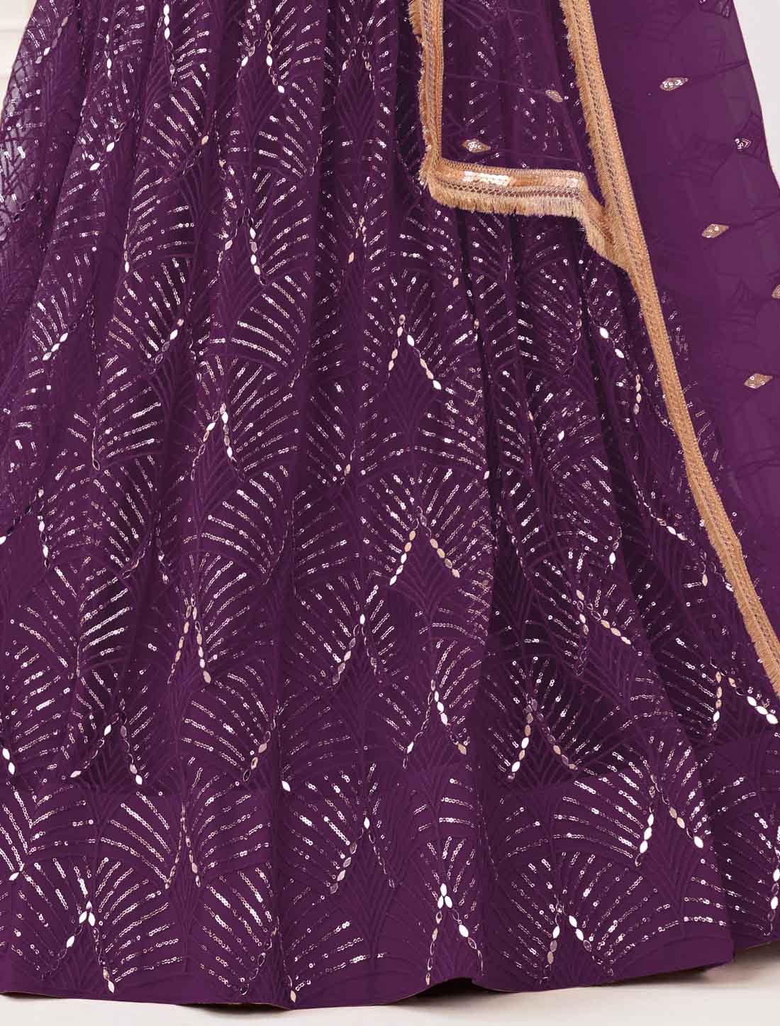 Ethnic Purple Embroidery Semi-Stitched Lehenga Choli