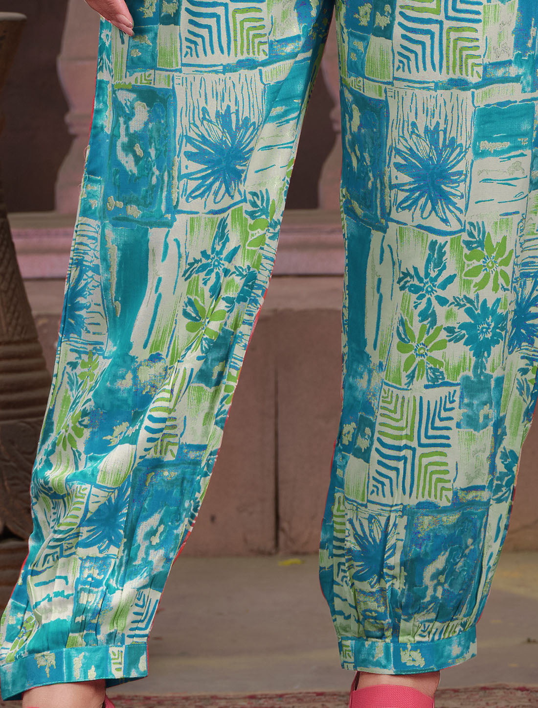 Tranquil Elegance Premium Chanderi Export Quality Co-ord Set For Women Print Ensemble