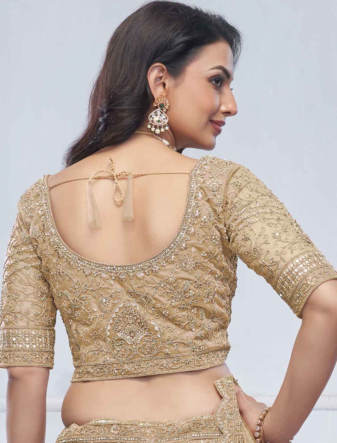 Golden Embroidered Bridal With Sequins An Zair Designer Lehenga Choli