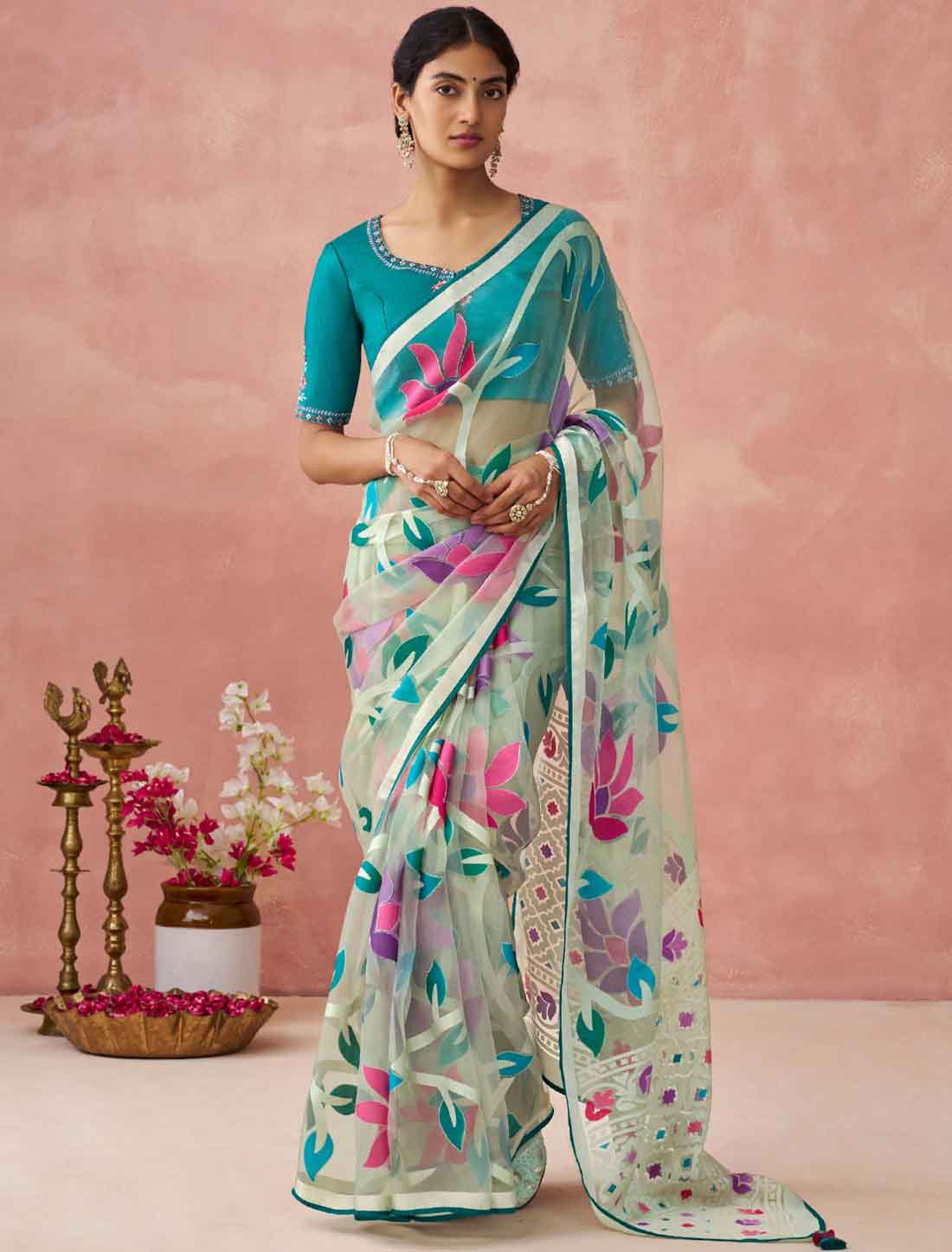 Introducing Ethnic Soft Brasso Organza Printed Saree