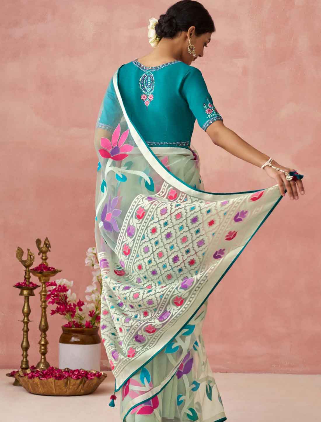 Introducing Ethnic Soft Brasso Organza Printed Saree
