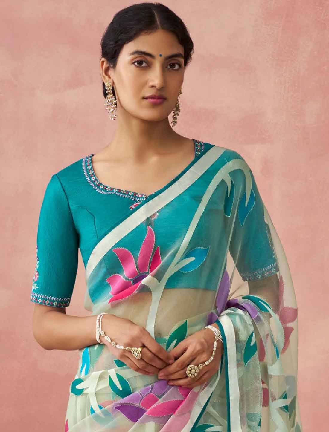 Introducing Ethnic Soft Brasso Organza Printed Saree