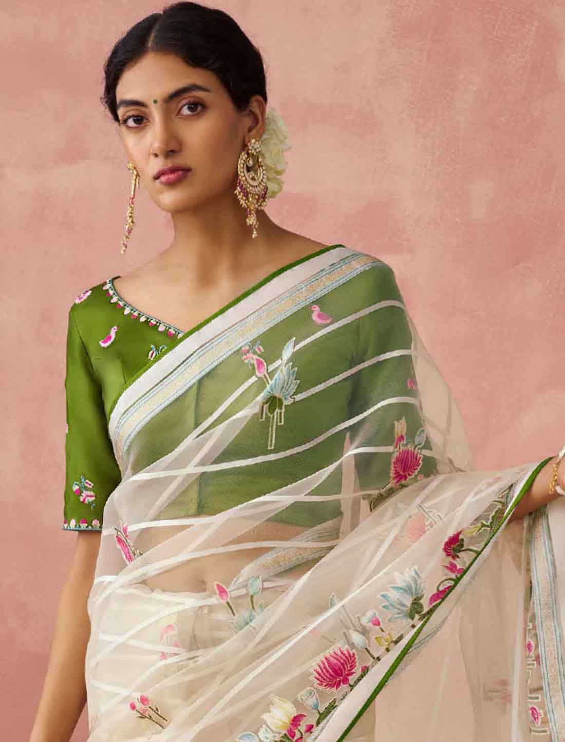 Elevate Your Style Ethnic Soft Brasso Organza Printed Saree