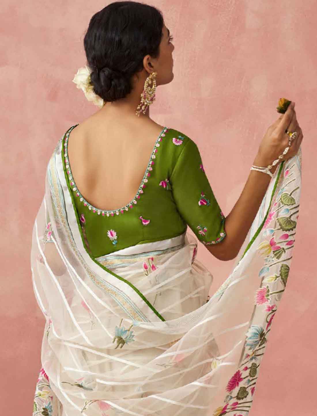 Elevate Your Style Ethnic Soft Brasso Organza Printed Saree