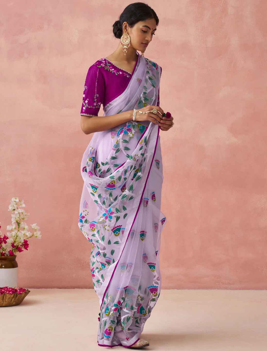 Elevate Ethnic Soft Brasso Organza Printed Saree
