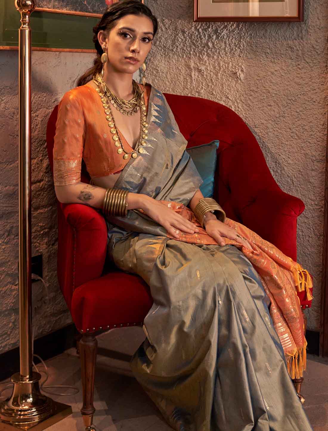 Introducing Ethnic Tussar Silk Hadloom Weaving Saree