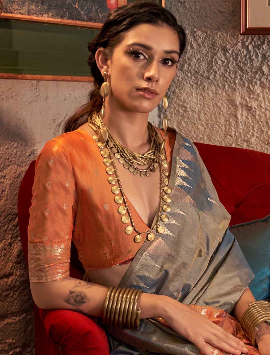 Introducing Ethnic Tussar Silk Hadloom Weaving Saree