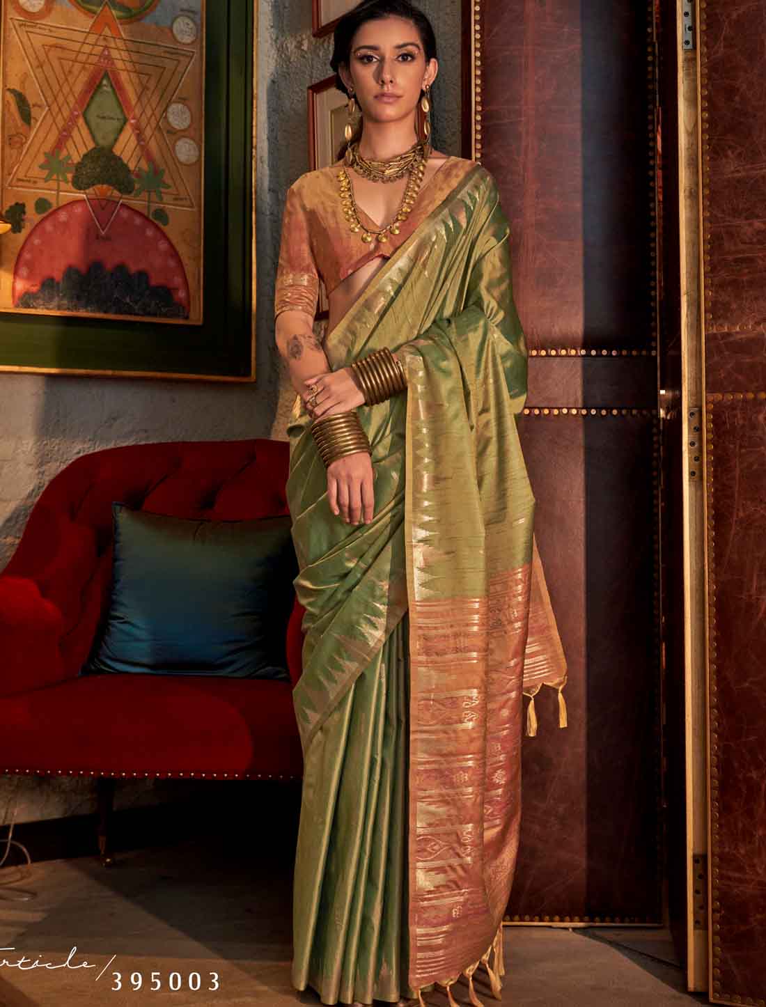 Introducing Designer Tussar Silk Hadloom Weaving Ethnic Saree