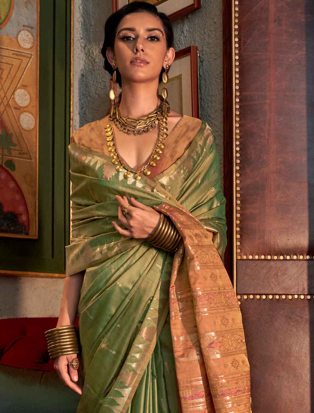 Introducing Designer Tussar Silk Hadloom Weaving Ethnic Saree