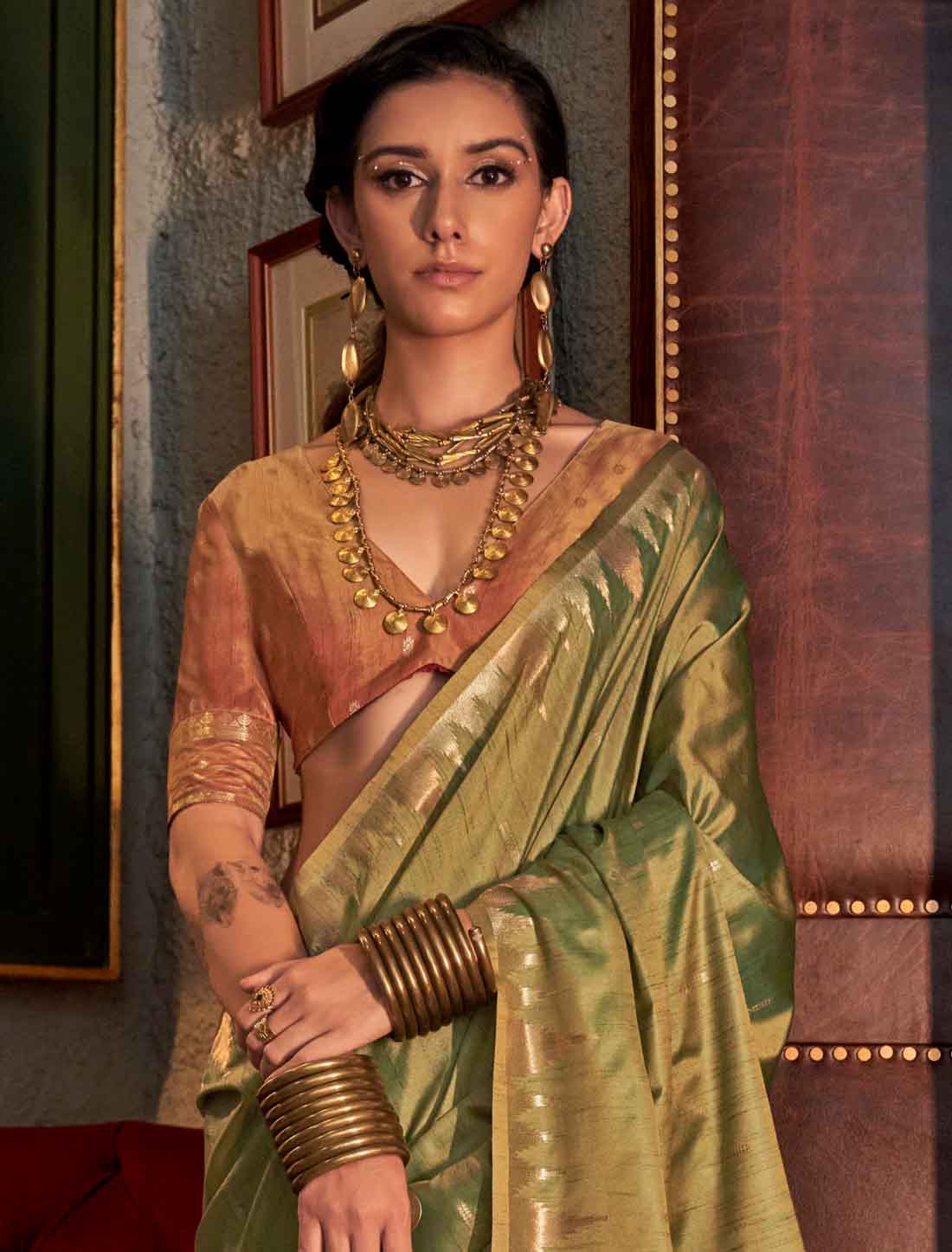Introducing Designer Tussar Silk Hadloom Weaving Ethnic Saree
