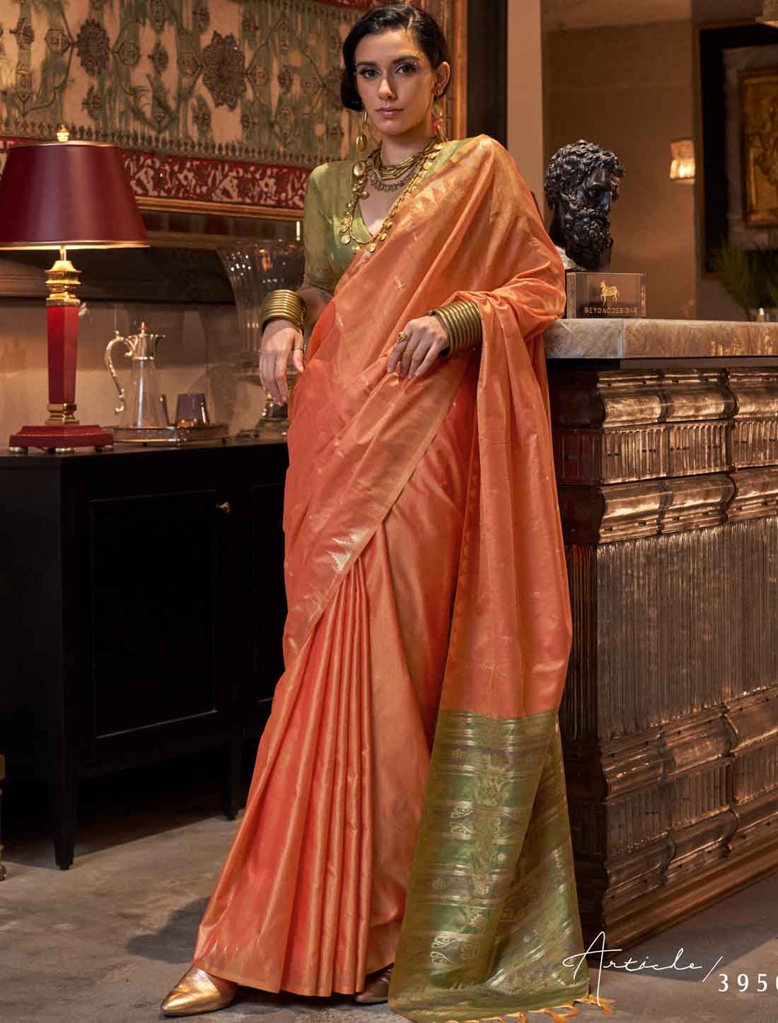 Luxurious Ethnic Tussar Silk Hadloom Weaving Designer Saree
