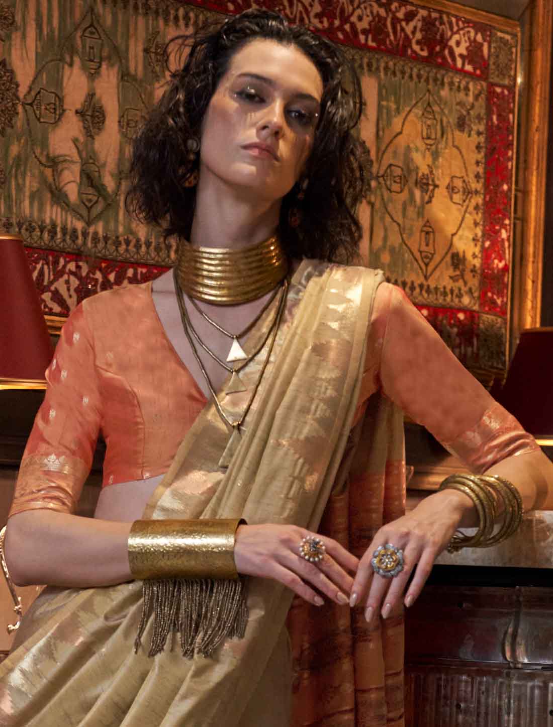Introducing Ethnic Tussar Silk Hadloom Weaving Designer Saree