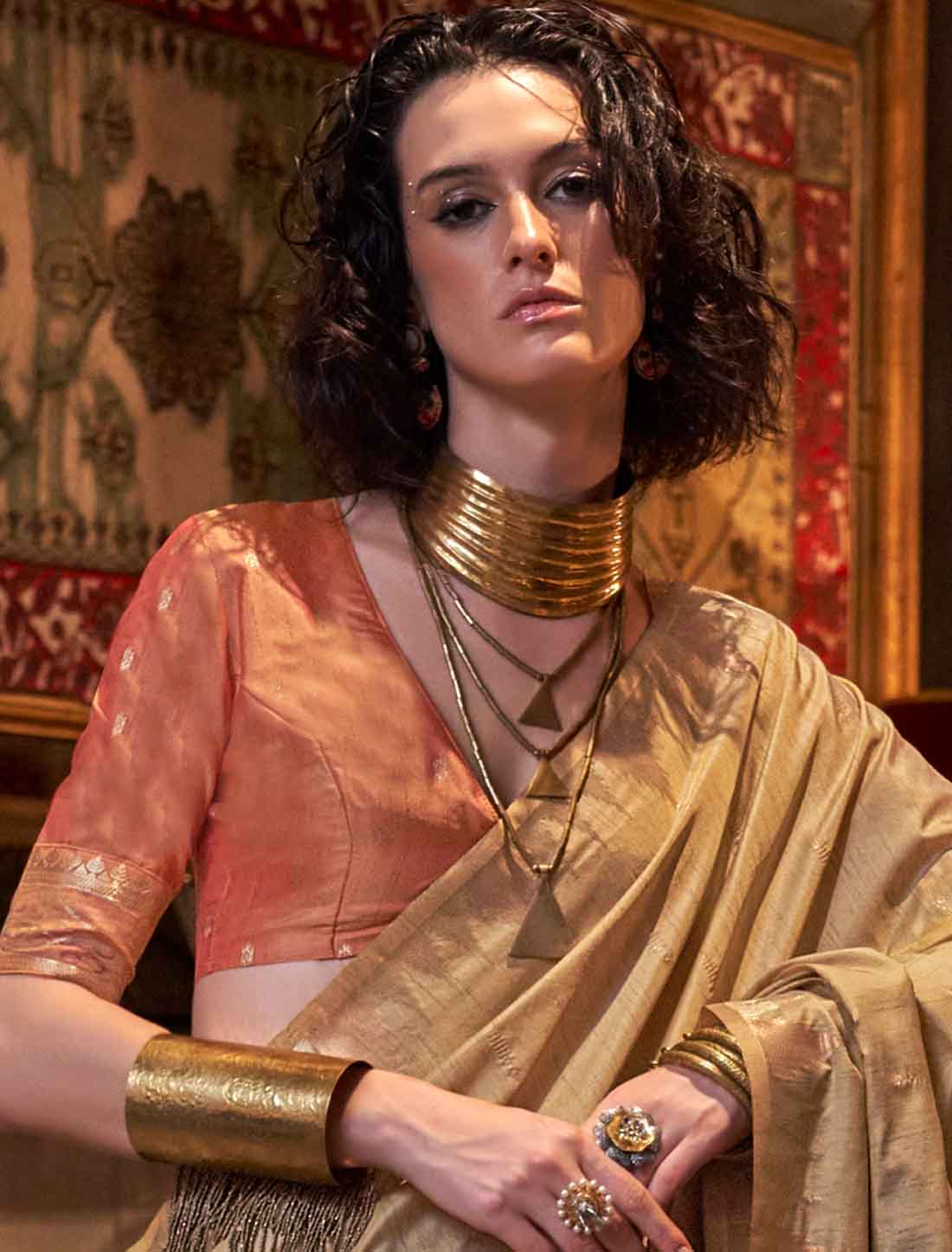 Introducing Ethnic Tussar Silk Hadloom Weaving Designer Saree